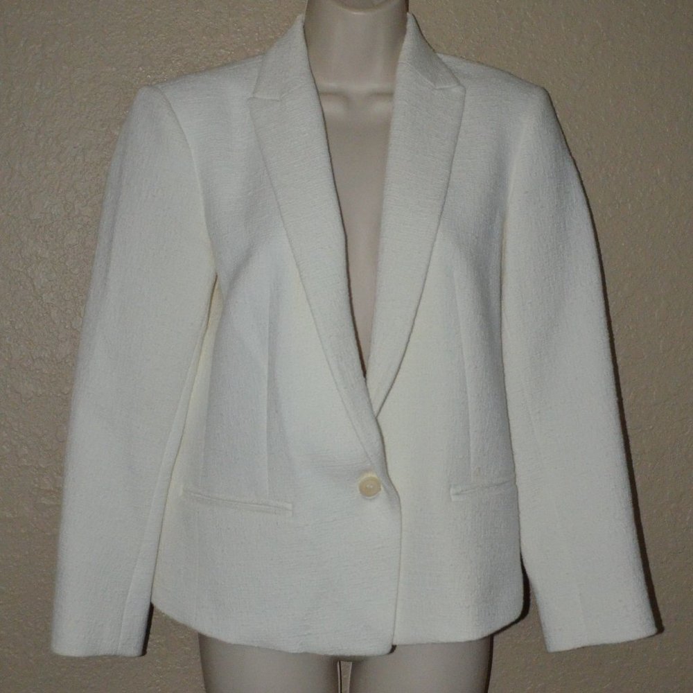 Sz 4 Theory White Texturedsingle Button Jacket Bl… - image 1